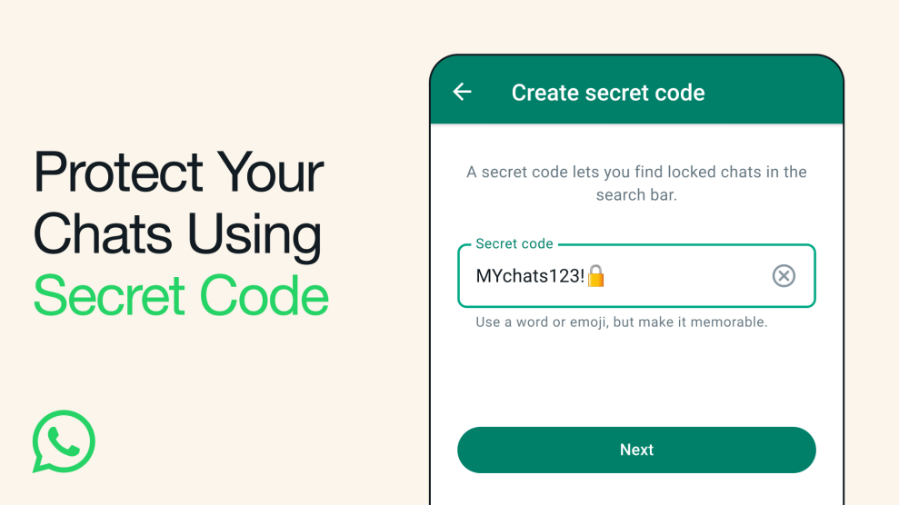 whatsapp chat lock secret code