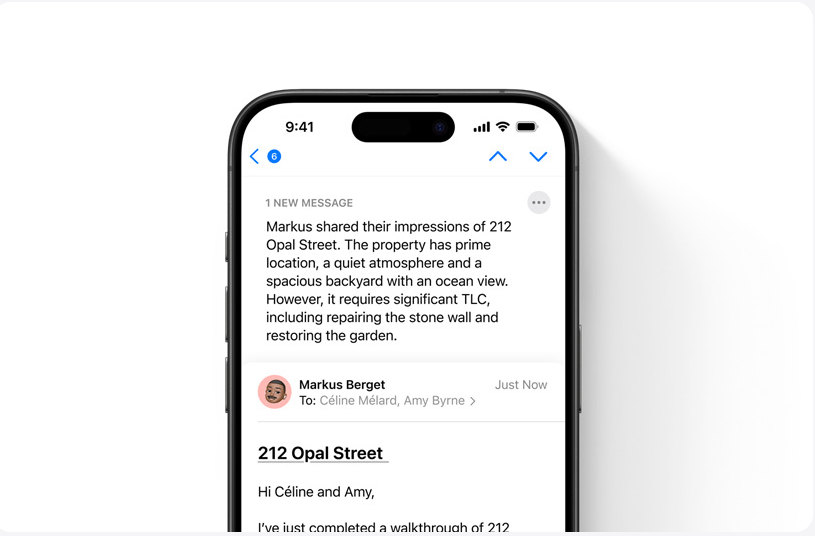 apple intelligence email summary