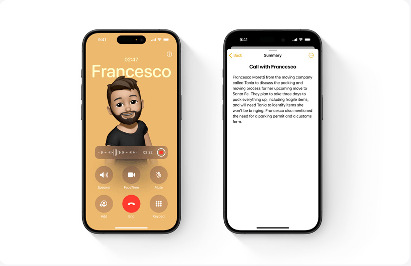 apple intelligence audio recordings and transcripts